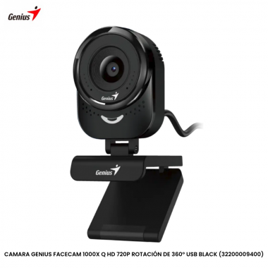 CAMARA GENIUS FACECAM 1000X Q HD 720P ROTACIÓN DE 360° USB BLACK (32200009400)
