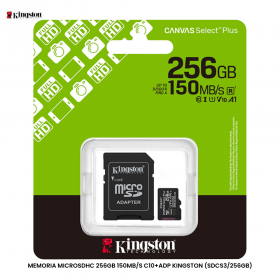 MEMORIA MICROSDHC 256GB 150MB/S C10+ADP KINGSTON (SDCS3/256GB)