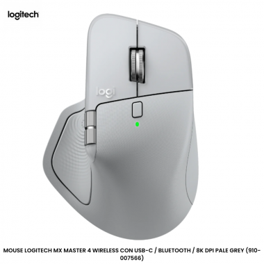 MOUSE LOGITECH MX MASTER 4 WIRELESS CON USB-C / BLUETOOTH / 8K DPI PALE GREY (910-007566)