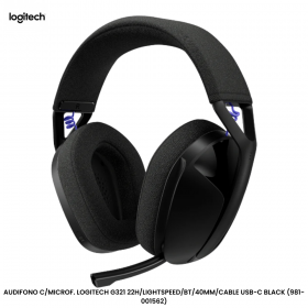 AUDIFONO C/MICROF. LOGITECH G321 22H/LIGHTSPEED/BT/40MM/CABLE USB-C BLACK (981-001562)