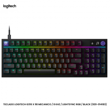 TECLADO LOGITECH G316 X 98 MECANICO / 8 KHZ / LIGHTSYNC RGB / BLACK (920-014183)