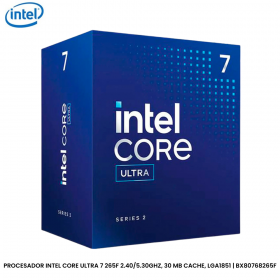 PROCESADOR INTEL CORE ULTRA 7 265F 2.40/5.30GHZ, 30 MB CACHE, LGA1851 | BX80768265F