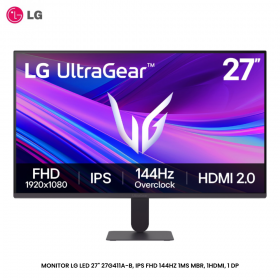 MONITOR LG LED 27" 27G411A-B, IPS FHD 144HZ 1MS MBR, 1HDMI, 1 DP