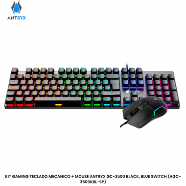 KIT GAMING TECLADO MECANICO + MOUSE ANTRYX GC-3500 BLACK, BLUE SWITCH (AGC-3500KBL-SP)