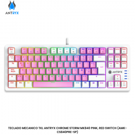 TECLADO MECANICO TKL ANTRYX CHROME STORM MK840 PINK, RED SWITCH (AMK-CS840PRE-SP)