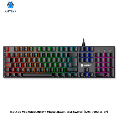 TECLADO MECANICO ANTRYX MK760L BLACK, BLUE SWITCH (AMK-760LKBL-SP)