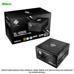 FUENTE PODER ASROCK STEEL LEGEND SL-1000G, 1000W, ATX, 80 PLUS GOLD, FULL MODULAR | 90-UXS100-GFUAAA
