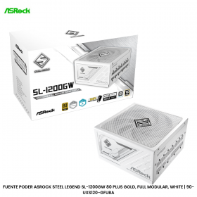 FUENTE PODER ASROCK STEEL LEGEND SL-1200GW 80 PLUS GOLD, FULL MODULAR, WHITE | 90-UXS120-GFUBA