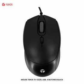 MOUSE TEROS TE-1222S, USB, 4 BOTONES BLACK