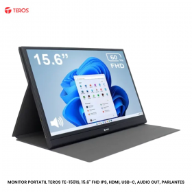 MONITOR PORTATIL TEROS TE-1501S, 15.6" FHD IPS, HDMI, USB-C, AUDIO OUT, PARLANTES