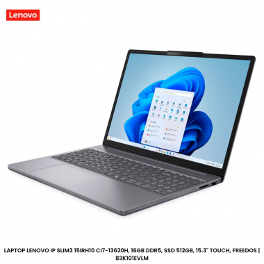 LAPTOP LENOVO IP SLIM3 15IRH10 CI7-13620H, 16GB DDR5, SSD 512GB, 15.3" TOUCH, FREEDOS | 83K101EVLM
