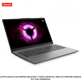 LAPTOP LENOVO LOQ 15ARP10E AMD RYZEN 7 7735HS, SSD512 M.2, 16GB, RTX 4050 6GB, FREEDOS 15.6" FHD | 83S0001LLM