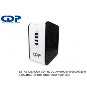 ESTABILIZADOR CDP R2CU-AVR1008I 1000VA/720W 8 SALIDAS 4 PORT USB R2CU-AVR1008I