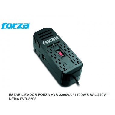 ESTABILIZADOR FORZA AVR 2200VA / 1100W 8 SAL 220V NEMA FVR-2202