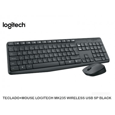 TECLADO+MOUSE LOGITECH MK235 WIRELESS USB SP BLACK
