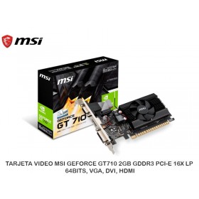 TARJETA VIDEO MSI GEFORCE GT710 2GB GDDR3 PCI-E 16X LP, 64BITS, VGA, DVI, HDMI