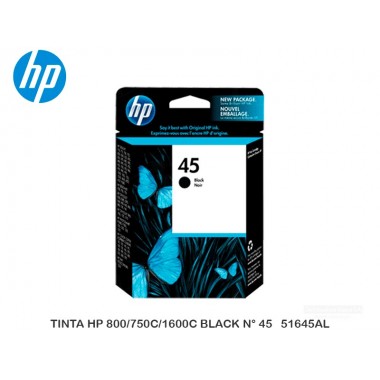 TINTA HP 800/750C/1600C BLACK N° 45   51645AL